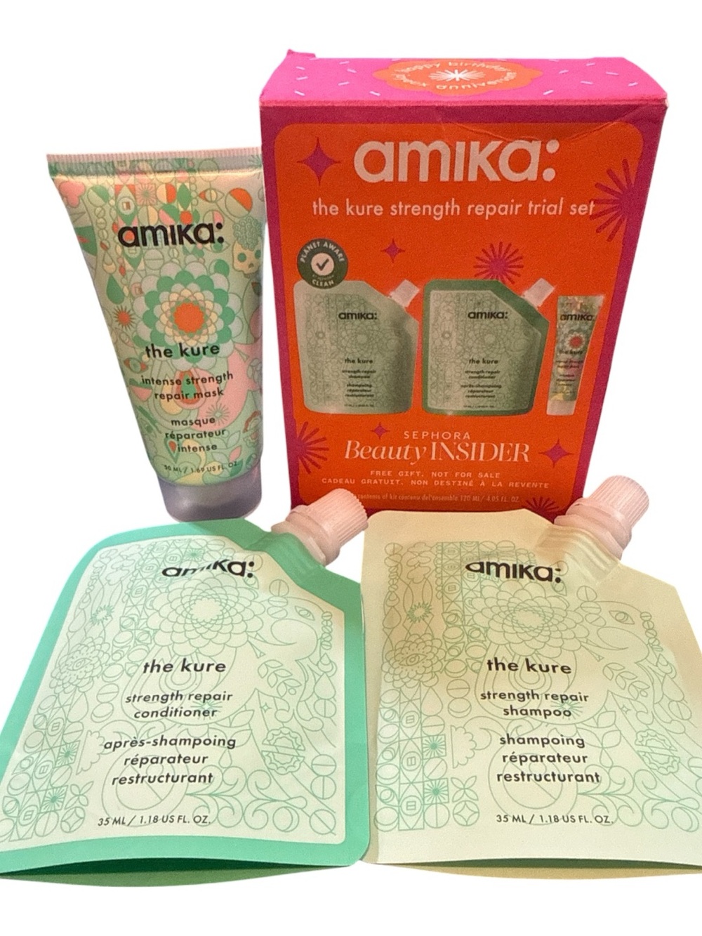 amika Hair Repair Trio — Pink & Mint Packaging